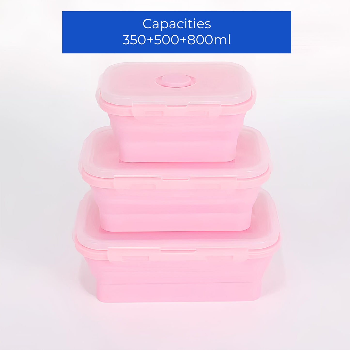 Collapsible Silicone Food Storage Containers – 4-Piece Set with Airtight Lids