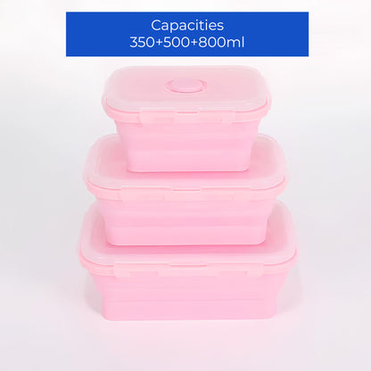 Collapsible Silicone Food Storage Containers – 4-Piece Set with Airtight Lids