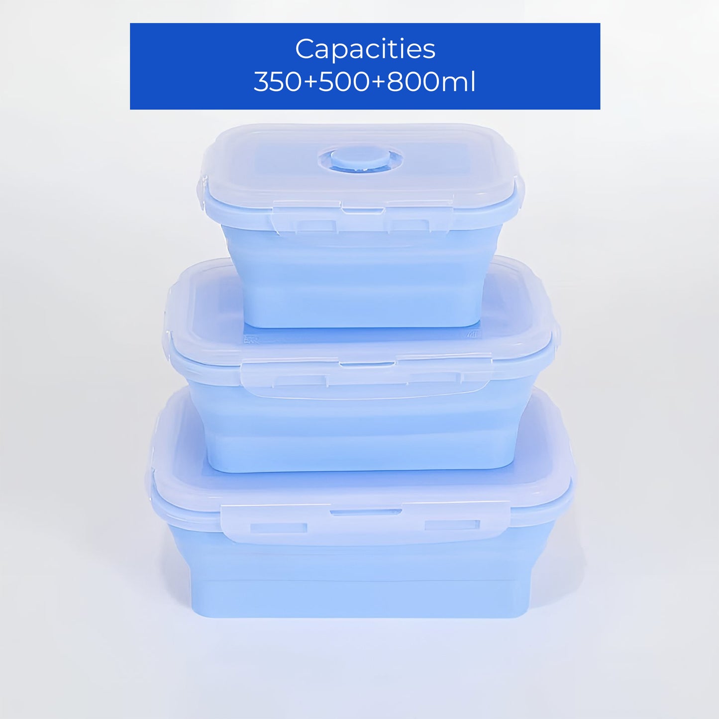 Collapsible Silicone Food Storage Containers – 4-Piece Set with Airtight Lids