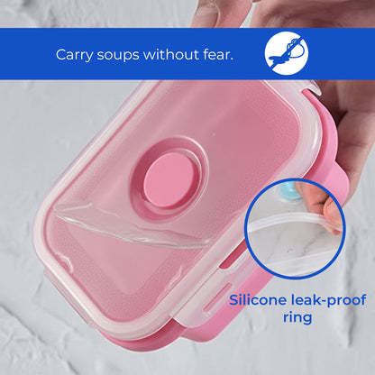 Collapsible Silicone Food Storage Containers – 4-Piece Set with Airtight Lids