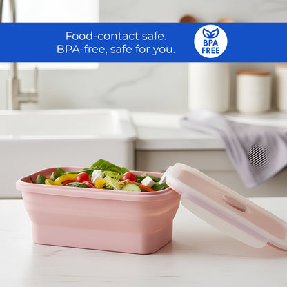 Collapsible Silicone Food Storage Containers – 4-Piece Set with Airtight Lids
